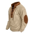 thumbnail image 5 of Fnooota Men's Sweatshirts, Pullover Lace up Henley Collar Long Sleeve Corduroy Fall Tops Khaki Size S-3XL, 5 of 5