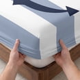 thumbnail image 3 of Twin Sze Fitted Sheet Set - Blue White Striped 2 Piece Bedding Sets 16" Deep Pocket Fitted Sheet with 1 Pillowcase, Navy Blue Beach Nautical Anchor Ocean Coastal Brushed Microfiber Hotel Bed Sheets, 3 of 9