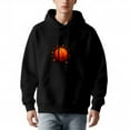 thumbnail image 1 of Chandail à Capuche à Manches Longues pour Hommes avec Poches - Design Graphique Basket Orange et Noir, 1 of 7