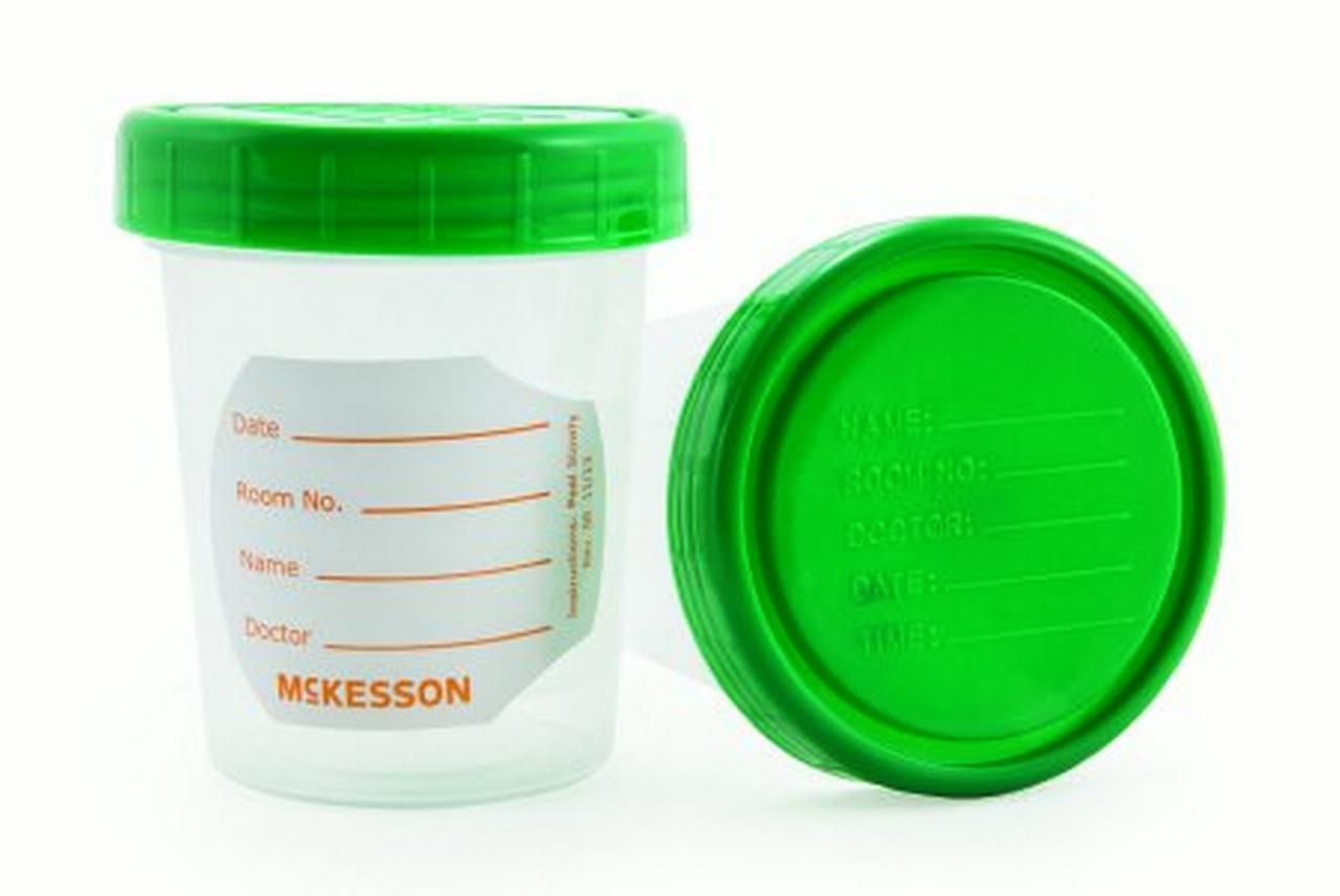McKesson Specimen Container Polypropylene/Polyethylene ScrewOn Lid 4oz
