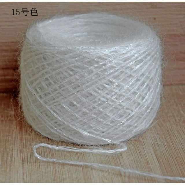 Nvzi Hilo de lana suave y brillante de 200 g, variedad variada para manualidades, mezcla súper suave y esponjosa para tejer y hacer crochet, color blanco
