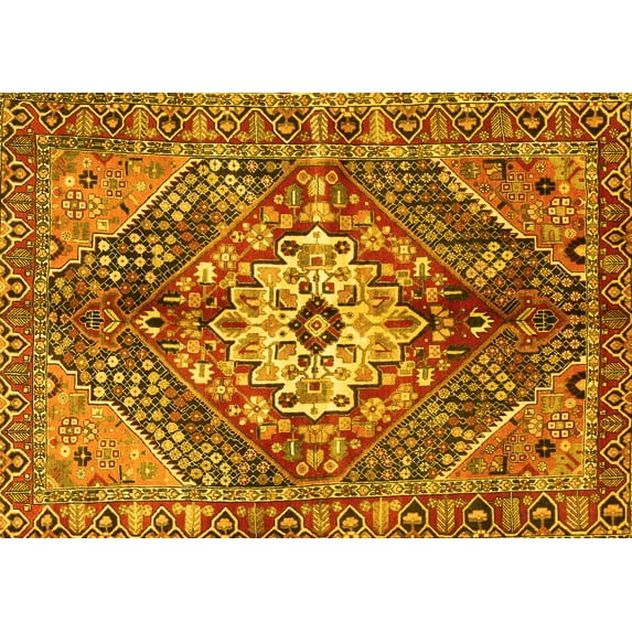Ahgly Company Indoor Rectangle Persian Yellow Traditional Area Rugs, 3' x 5'
