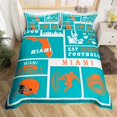 thumbnail image 2 of Erosebridal Housse de Couette Football pour Fan de Football Double, Ensemble de Literie Sport pour Enfants Garçons Filles, Ensemble de Lit Rugby Réversible, Housse de Courtepointe Patchwork Ballon avec 2 Taies d'Oreiller pour Chambre (Miami) (Sans Couette), 2 of 5