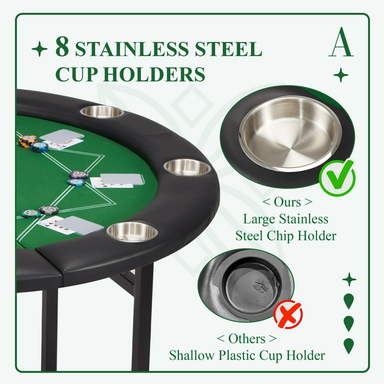Round Poker Table 8 Player Texas Holdem Game Folding Casino