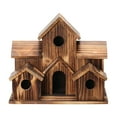 thumbnail image 2 of Casa de pájaros de madera, nido de colibrí, de pájaros, jaula colgante de pájaros grande 6 agujeros para ventana exterior, patio CUTICAT Casa de los pájaros, 2 of 7