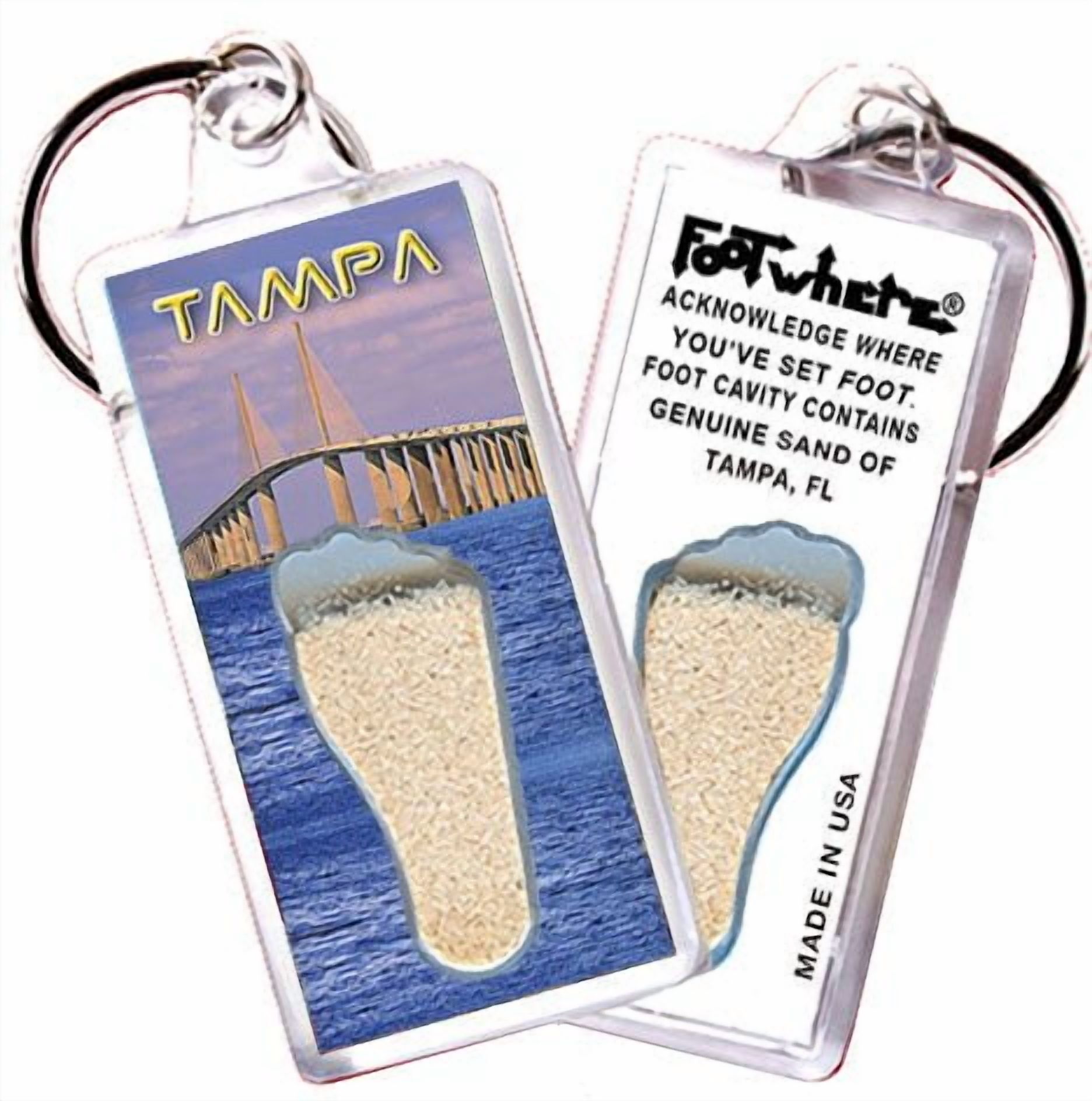 Tampa FootWhere Souvenir Keychains. (TP100 - Assorted) 6 Piece Set.
