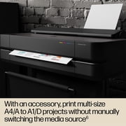 HP DesignJet T230 24 Wireless Large Format Color Thermal Inkjet Plotter Printer, 2025 Edition, Bundle with Color and 38ml Black Ink Pack, Matte Bond Inkjet Paper Roll