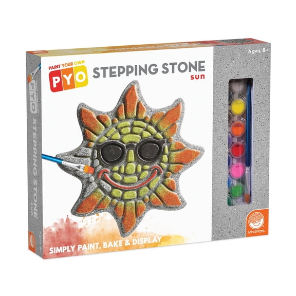 MindWare Paint Your Own Stepping Stone: Sun, 9" x 9" DIY Cement Stepping Stone, Paint, Bake & Display