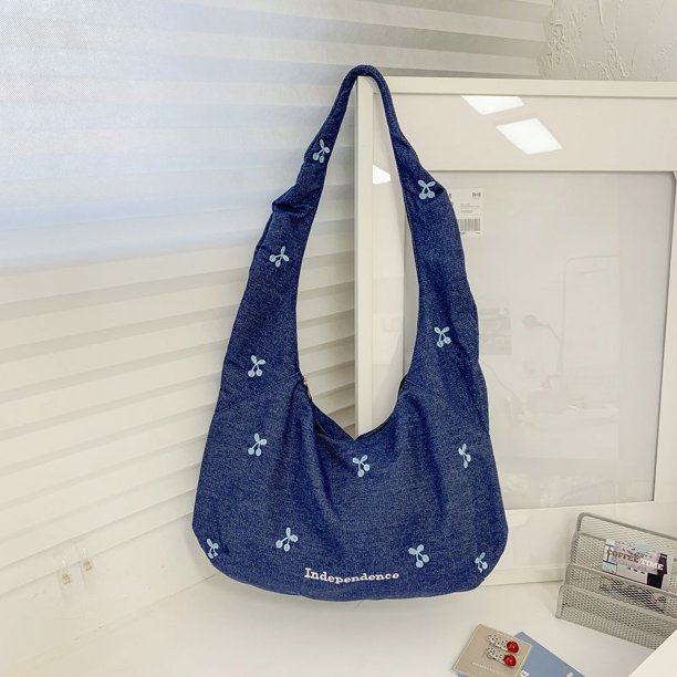 Mujeres Simple Crossbody Bag Bags Bolsa de cables de lona de gran capacidad (azul oscuro)