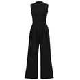 thumbnail image 4 of Quinlirra women's Long pants suit Women's Solid V-neck Sexy Straight Leg Suspender Casual Women's Jumpsuit Jumpsuit, 4 of 5
