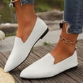 thumbnail image 4 of Rokment Womens Pointed Toe Dress Shoes for Ladies 2026 Spring Fall Knitted Solid Color Ballet Flat Low Heel Dressy Slip on Loafers Formal Walking Sneakers White Size 7, 4 of 6