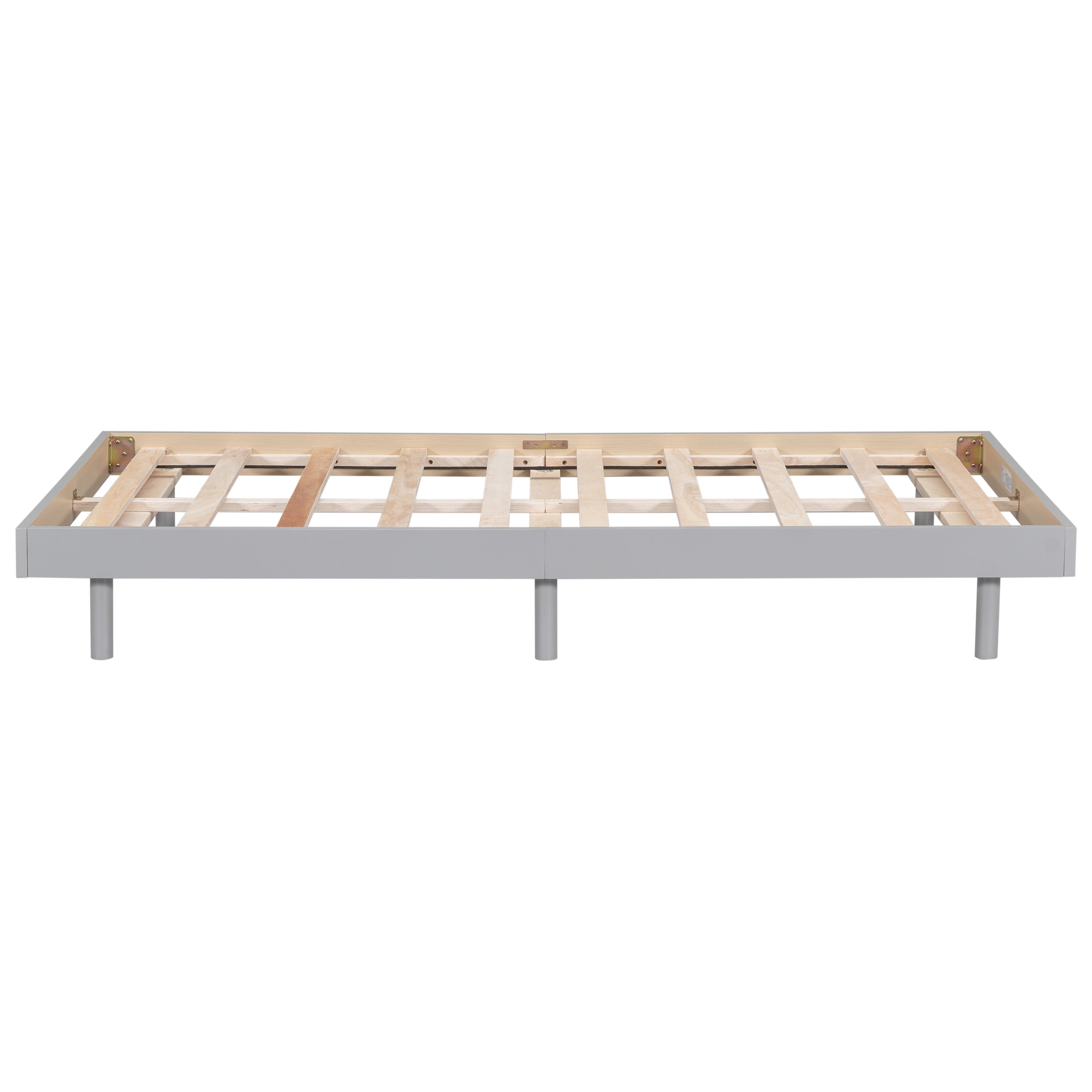 Miniyam Wood Twin Size Floating Bed for Kids and Teens, Gray