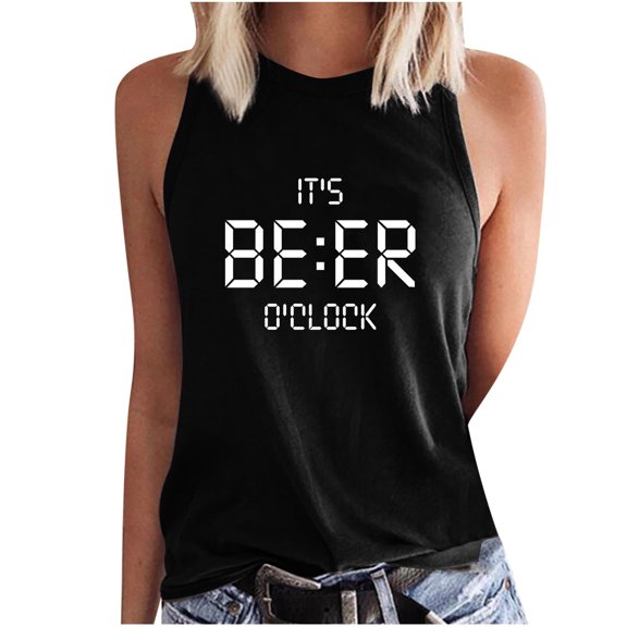 Aoochasliy Tank Tops for Women Women's Vintage Funny Oktoberfest Print Pattern Festival Fashion Round Neck Sleeveless Tank Top T-Shirt Blouse
