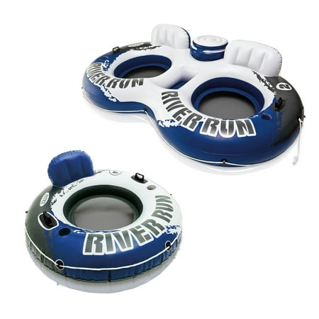 Intex River Run Inflatable 2 Person Pool Tube Float w/ Cooler + Single (Best Floating Cooler For River)