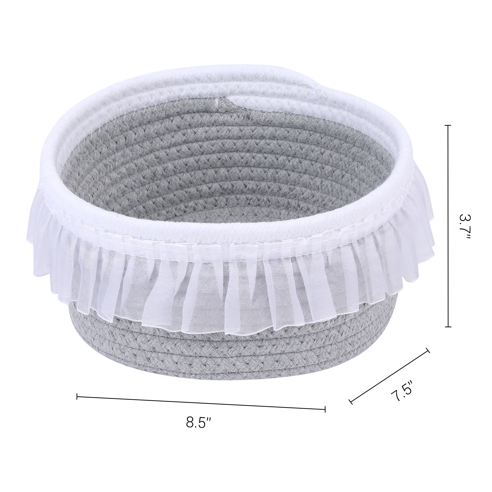 Unique Bargains Woven Storage Basket for Entryway Desk Gray/White 8.5*7.5*3.7in