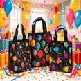 thumbnail image 3 of 12 Pack Reusable Gift Bags with Handles, 3 Designs Lollipop Balloon Paint Splash Non-woven Party Favor Goodie Treat Bags for Kids Birthday, Baby Shower, 3 of 4