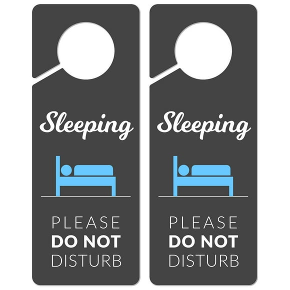 Sleeping Sign for Door, 2 Pack (Printed on Both Sides), 9.3″x3.5″ PVC Plastic, Naps Sign, Napping Sign, Do not Ring Bell Sign, Baby Sleeping Sign, Night Shift Sleeping, Do Not Disturb Sign
