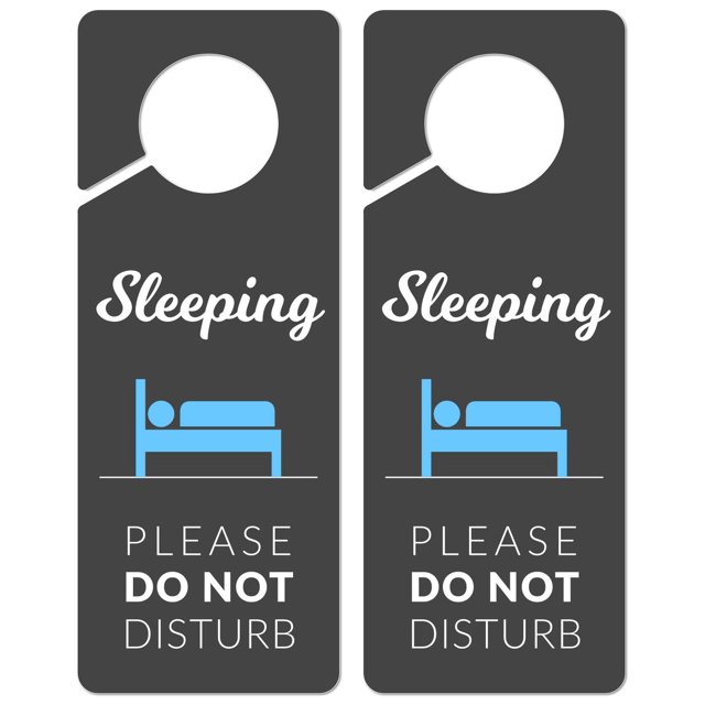 Sleeping Sign for Door, 2 Pack (Printed on Both Sides), 9.3″x3.5″ PVC Plastic, Naps Sign, Napping Sign, Do not Ring Bell Sign, Baby Sleeping Sign, Night Shift Sleeping, Do Not Disturb Sign