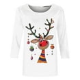 thumbnail image 4 of Miluxas Christmas Shirts for Women 2024 Women's Christmas Fashion Printed T-shirt 3/4 Sleeves Blouse Round Neck Casual Tops Y-White 4(S), 4 of 4