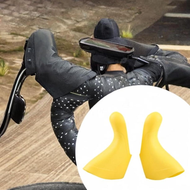 Cubierta de palanca de palanca de bicicleta de 2 piezas Protectores Mangas de mango para ER9 EGR ERX Amarillo