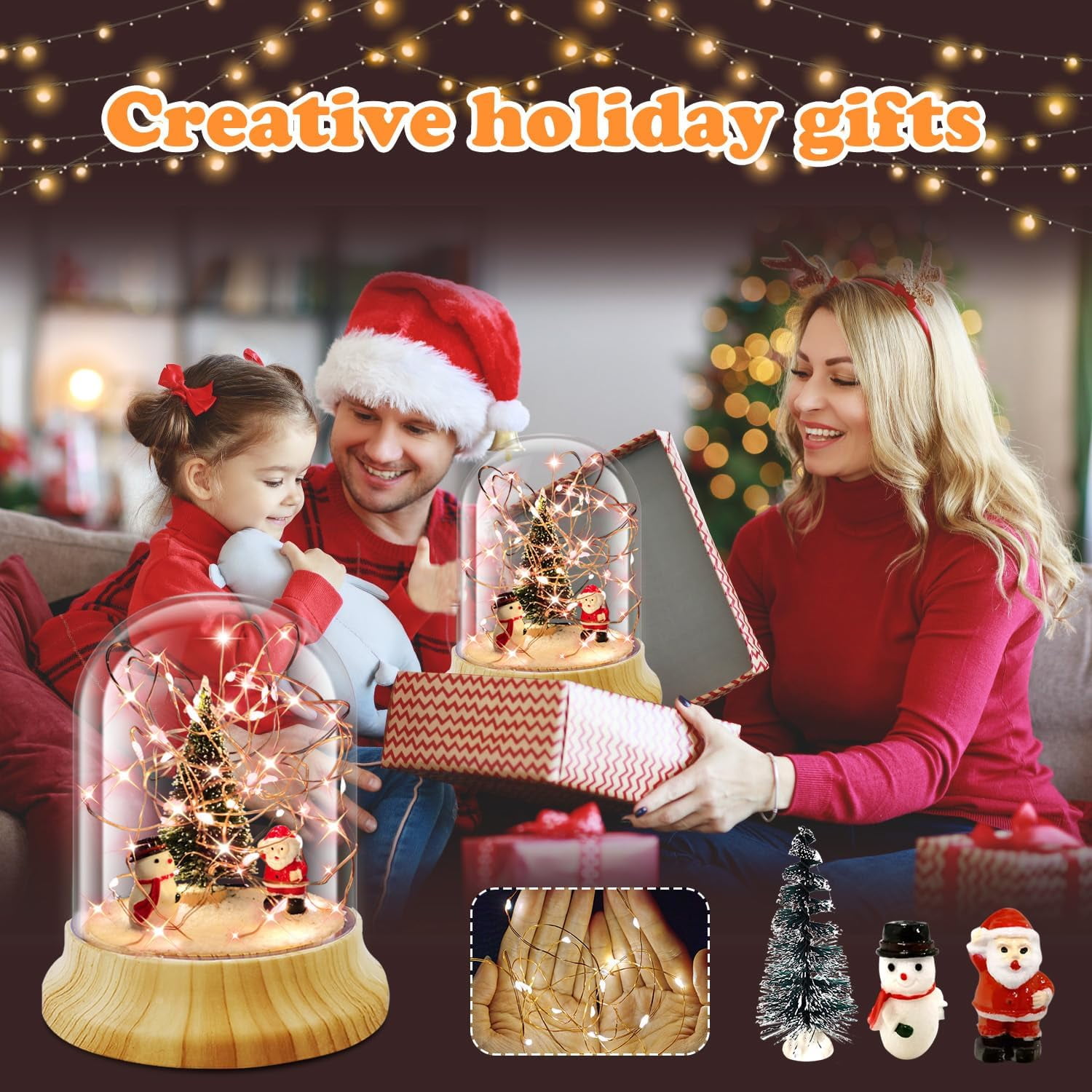 KOMI Make Your Own Christmas Night Light, Christmas Toys for Kids, Christmas Craft Kit, DIY Arts and Crafts Lamp Project for Girls(USB Upgrade Edition), Gifts for 4 5 6 7 8 9 10 Year Old Kids