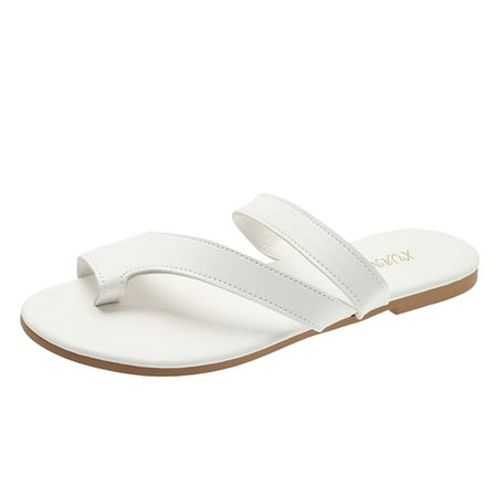 

Quealent Adult Women Sandal Women Fashion Sandals Oversized Flat Bottom Slippers with Toe Clip Anti Slip Casual Size 11 Sandals Women Wide Width White 8.5