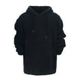 thumbnail image 3 of VNKIDY Men's Hoodies Winter Plush Solid Color Thermal Sweatshirts Long Sleeve Zipper Hooded Coat With Pockets For Cold Weather Versatile Tops, 3 of 8