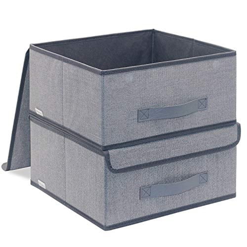 Onlyeasy Foldable Storage Bins Cubes, Leather Storage Bin Cube