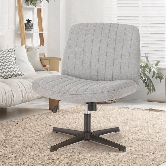 CONCETTA Comfortable Armless Office Chair Adjustable Height, Perfect for Home Workstation, Linen - Gray