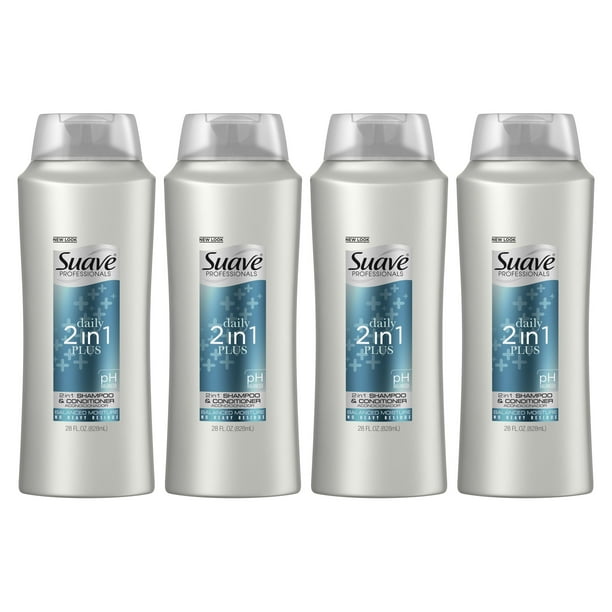 Suave Professionals 2 in 1 Shampoo and Conditioner Plus 28 oz, 4 count