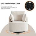 thumbnail image 3 of Bonzy Home 360° Swivel Accent Chair — Corduroy Barrel Chair with 3 Pillows, Round Armchair for Living Room & Bedroom, Beige, 3 of 8