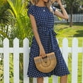 thumbnail image 5 of under $5 JINMGG Dresses under $10.00 Women Fashion Dot Print Short Sleeve V-Neck Casual Sundress Dress Blue XL, 5 of 9