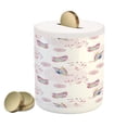 thumbnail image 1 of Butterfly Piggy Bank, Butterflies and Branches Romantic Spring Retro Faith Optimism Change Fly Theme, Ceramic Coin Bank Money Box for Cash Saving, 3.6" X 3.2", Pink White, by Ambesonne, 1 of 4
