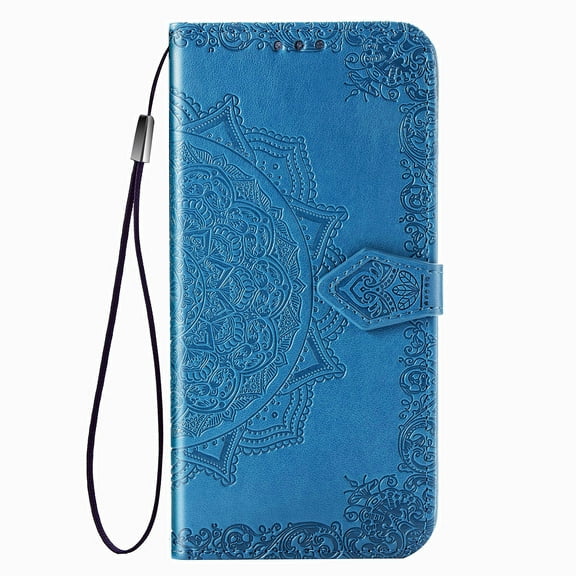 Allytech Samsung Galaxy S20 FE 5G Wallet Phone Case, Mandala Embossing PU Leather Flip Phone Case ID Card Slots and Stand Magnetic Closure Shockproof Cover for Samsung Galaxy S20 FE, Blue