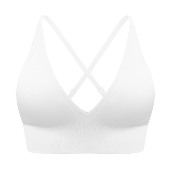 Sujetador deportivo largo con cuello en V para mujer - Tirantes finos ajustables - Top de yoga y fitness con copas acolchadas - Ropa deportiva de nailon y spandex