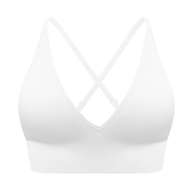 Sujetador deportivo largo con cuello en V para mujer - Tirantes finos ajustables - Top de yoga y fitness con copas acolchadas - Ropa deportiva de nailon y spandex