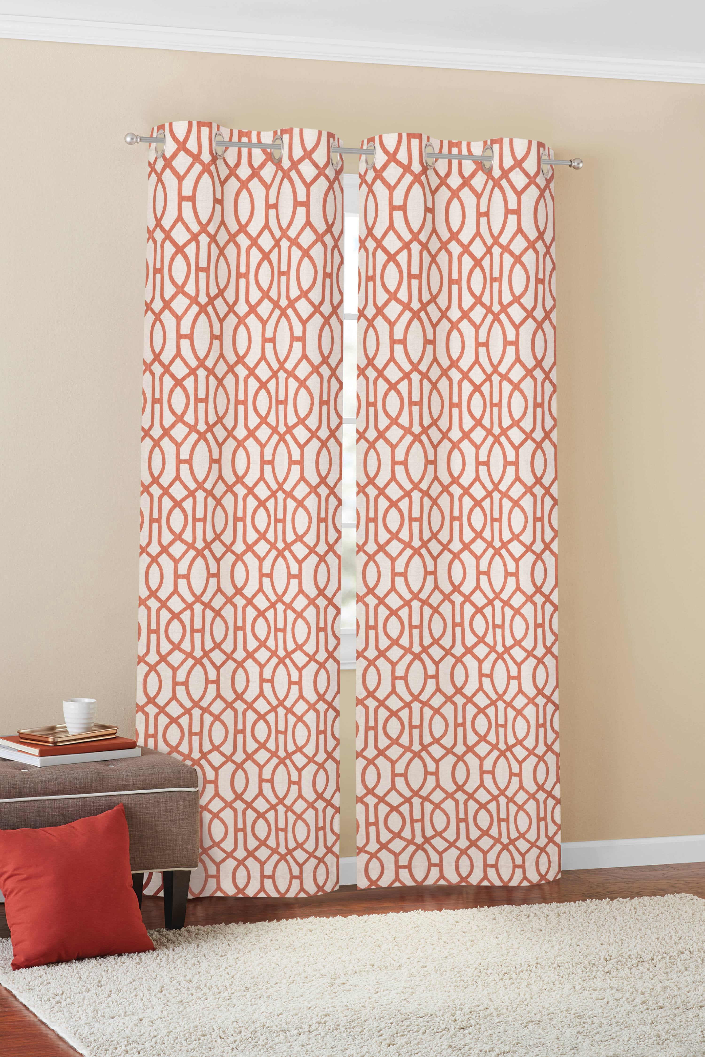 Mainstays Fretwork Window Curtain Panel Pair, 60" x 84", Clay