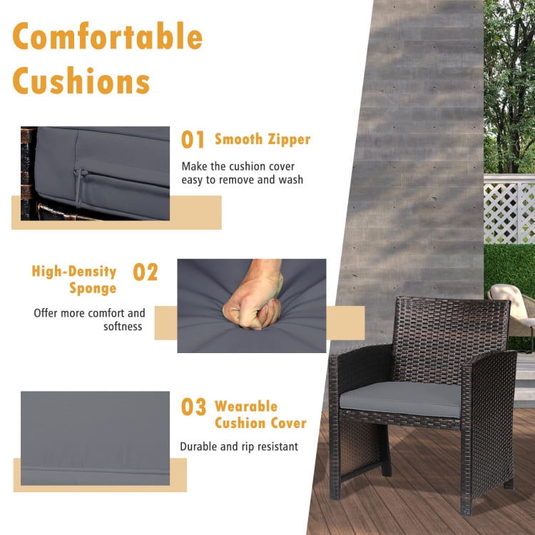 Aimee Lii 3 Pieces Patio Wicker Furniture Set with Storage Table and Protective Cover, Outdoor Patio Furniture, Gray Aimee Lii 3 Pieces Patio Wicker Furniture Set with Storage Table and Protective Cover, Outdoor Patio Furniture, Gray