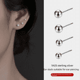 thumbnail image 2 of Pendientes de plata de ley S925 para hombres y mujeres, sencillos, avanzados, fotosensibles, con superficie redonda, con cuentas, diseño de aguja para la oreja, 2 of 8