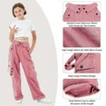 thumbnail image 6 of Rolanko Girls Cargo Pants Wide Leg Loose Cargo Trousers with Pockets Streetwear Kids Pants 4-15 Years, 6 of 7