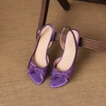 thumbnail image 3 of SACFOF Women Chunky Block Mid Heel Square Toe Sandals Ankle Strap Slingback Bow-knot Party Cute 1.5 Inches Heels, 3 of 6