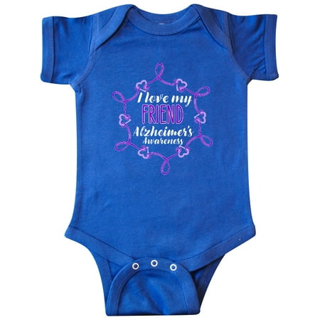 

Inktastic I Love My Friend Alzheimer s Awareness with Purple Hearts Gift Baby Boy or Baby Girl Bodysuit