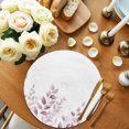 thumbnail image 2 of Round Placemats Watercolor Leaves 15 inch Set of 4 Table Mats for Dining Table White Pink Heat Resistant Non-Slip Kitchen & Home Decorative Place Mat Set, 2 of 8