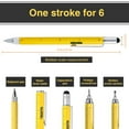 thumbnail image 4 of Multi Tool Pen 6 In 1 Ballpoint Pen with Ruler Level Cross Flat Head Screwdriver Touch Screen Pocket with 3 Refills Engineer Carpenter Construction Tools Black, 4 of 10