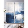 thumbnail image 3 of Abstract Paint Texture Sheer Curtains 96 Inches Long 2 Panels White Blue Gray Stitching Light Filtering Semi Sheer Window Curtains Drapes for Bedroom Living Room 52"x96", 3 of 7