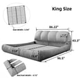 thumbnail image 3 of King Size Upholstered Platform Bed with Oversized Padded Backrest Headboard, Modern Luxury Tufted Upholstered Bed Frame with Thick Slats Support, No Box Spring Needed, 3 of 8