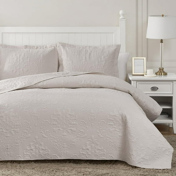 Juego de cama Hansleep King Size, edredón de damasco, 3 piezas
