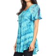 thumbnail image 4 of Sakkas Allegra Women's Short Sleeve Loose Fit Casual Tie Dye Blouse Tunic Shirt - 19212-Turquoise - One Size, 4 of 5