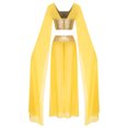 thumbnail image 4 of TSSOE 2Pcs Women Egypt Queen Cosplay Costume Halloween Ancient Rome Crop Top Split with Skirt Set Gold S, 4 of 5
