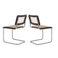thumbnail image 3 of Heavenly Collection Black-Natural Dining Chair, Mid-Century Flare Dining Chair, Natural Cane Dining Chair - Set 2, 3 of 7